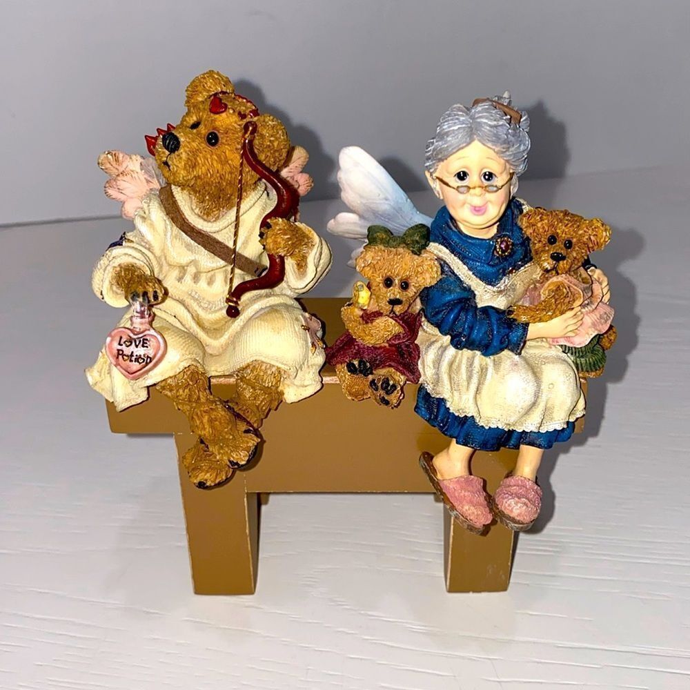 Boyds Bears Set Archer Straitshot & Grandma Faeriehugs Shelf Sitters Figurine